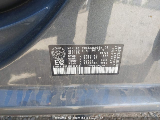 Aukcja sprzedaży 2025 Volkswagen Jetta, vin: 3VWGX7BU5SM088477, numer aukcji: 12618759