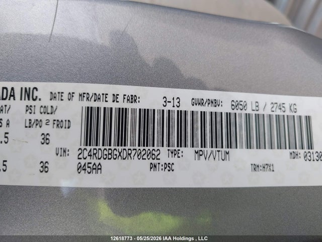Продажа на аукционе авто 2013 Dodge Grand Caravan Se, vin: 2C4RDGBGXDR702062, номер лота: 12618773