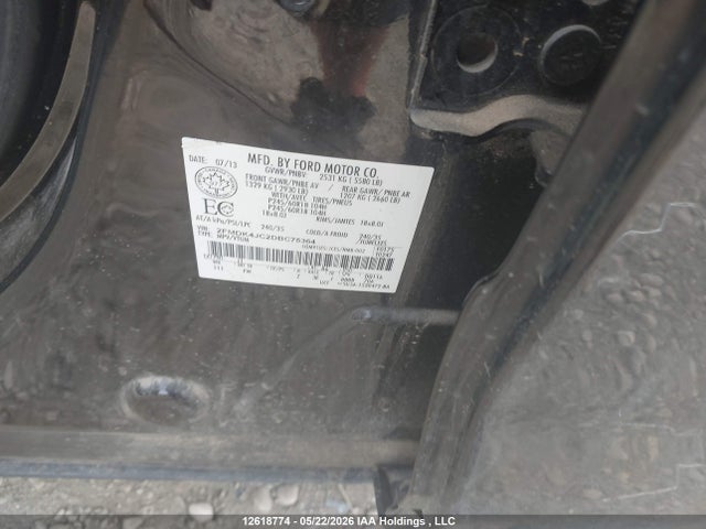 12618774 :رقم المزاد ، 2FMDK4JC2DBC75364 vin ، 2013 Ford Edge Sel مزاد بيع