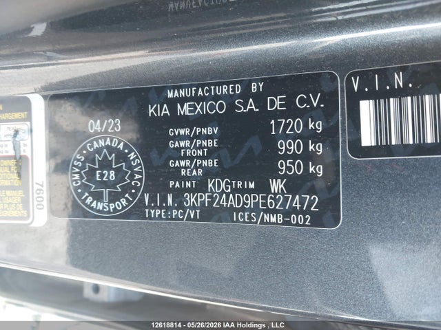 3KPF24AD9PE627472 KIA Forte Lx/lxs