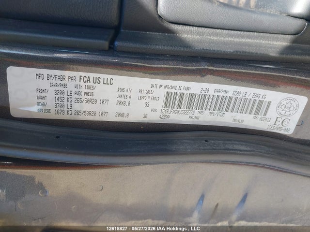 1C4RJFAG0LC322773 Jeep Grand Cherokee Altitude