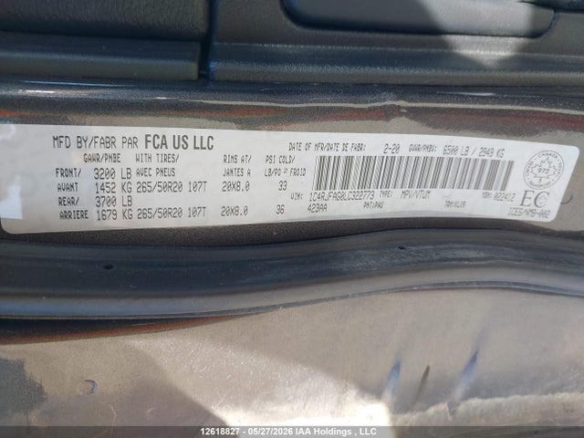 1C4RJFAG0LC322773 Jeep Grand Cherokee Altitude