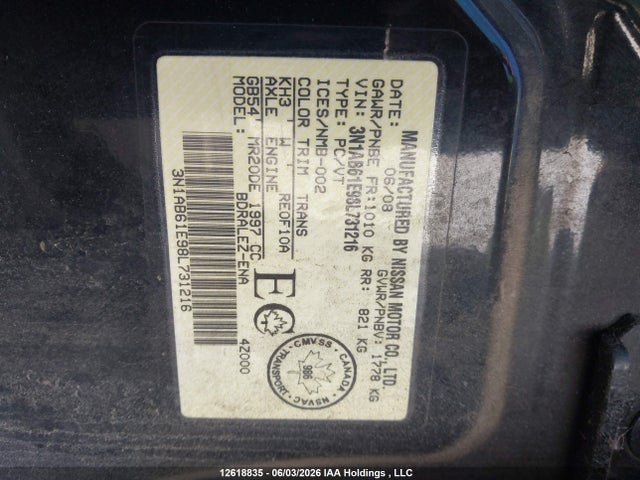 Продаж на аукціоні авто 2008 Nissan Sentra, vin: 3N1AB61E98L731216, номер лоту: 12618835