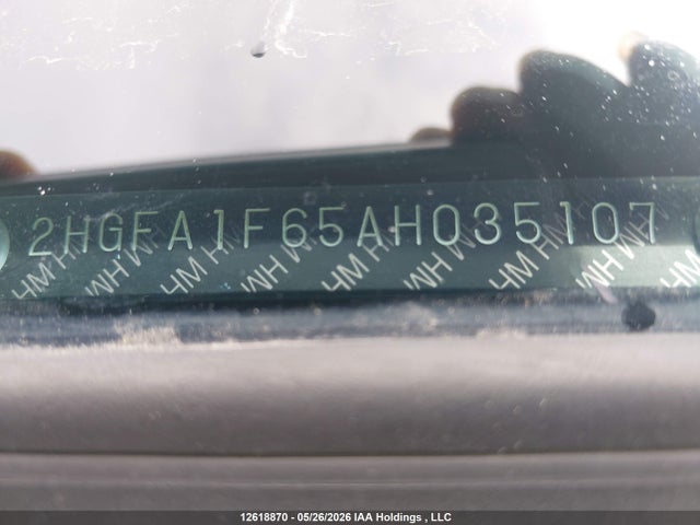 12618870 :رقم المزاد ، 2HGFA1F65AH035107 vin ، 2010 Honda Civic Lx-s مزاد بيع