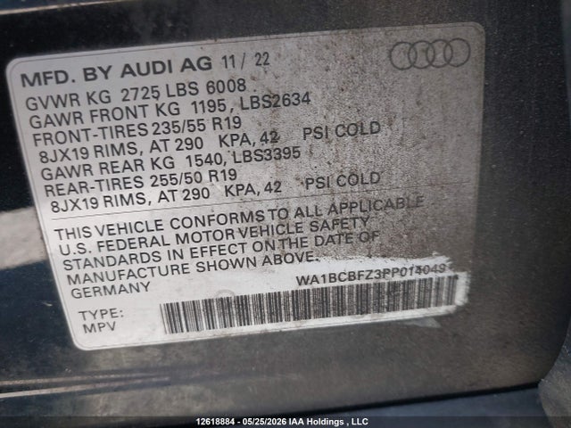WA1BCBFZ3PP014049 Audi Q4 E-tron Premium Plus 40 Rwd