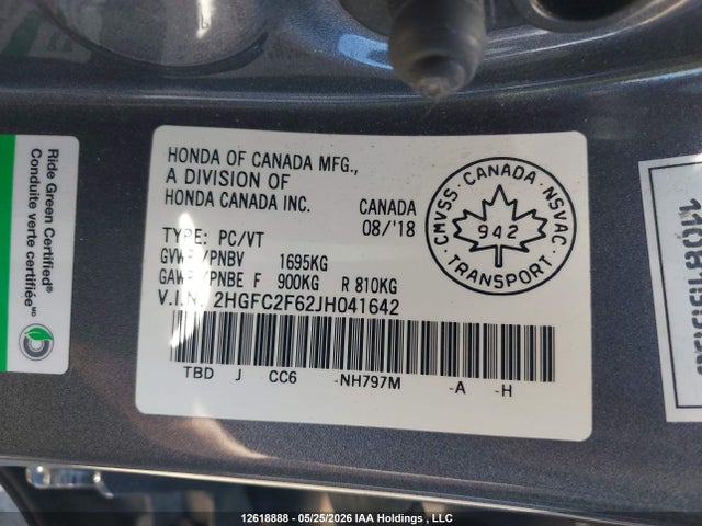 Auction sale of the 2018 Honda Civic Lx, vin: 2HGFC2F62JH041642, lot number: 12618888