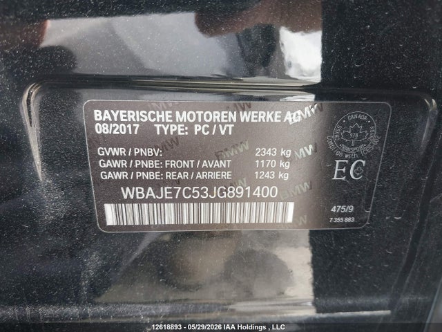 Продаж на аукціоні авто 2018 Bmw 540i Xdrive, vin: WBAJE7C53JG891400, номер лоту: 12618893