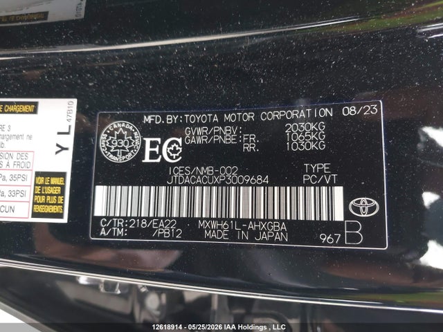 12618914 :رقم المزاد ، JTDACACUXP3009684 vin ، 2023 Toyota Prius Prime Xse/xse Premium مزاد بيع