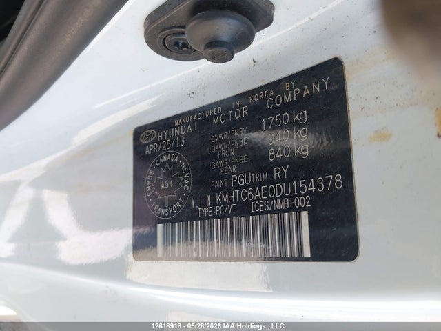 Продаж на аукціоні авто 2013 Hyundai Veloster Turbo, vin: KMHTC6AE0DU154378, номер лоту: 12618918
