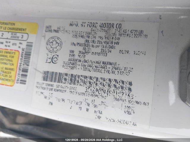Ford FUSION SE 2016 3FA6P0T94GR107763 Image 9