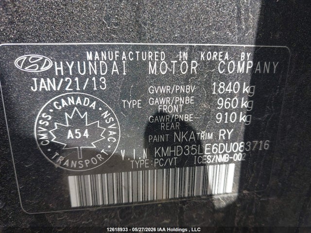 Продаж на аукціоні авто 2013 Hyundai Elantra Gt Se, vin: KMHD35LE6DU083716, номер лоту: 12618933