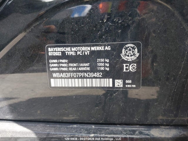 2023 Bmw 330xi მანქანა იყიდება აუქციონზე, vin: WBA83FF07PFN39482, აუქციონის ნომერი: 12618938