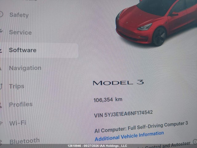 Продажа на аукционе авто 2022 Tesla Model 3 Rwd/standard Range, vin: 5YJ3E1EA6NF174542, номер лота: 12618946