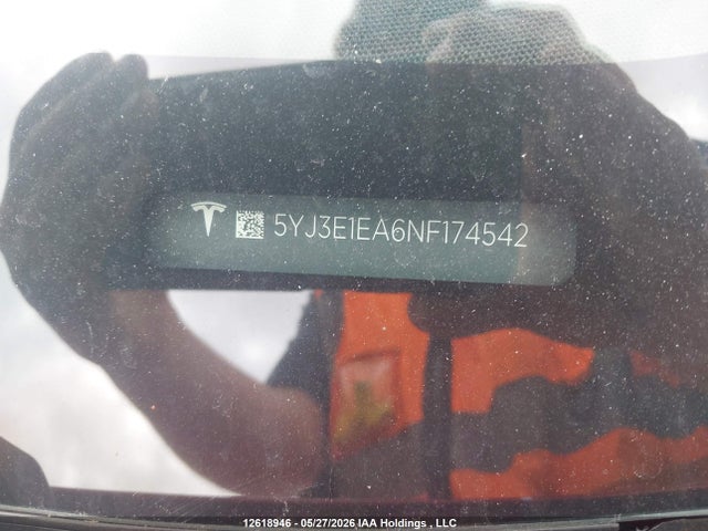 Продажа на аукционе авто 2022 Tesla Model 3 Rwd/standard Range, vin: 5YJ3E1EA6NF174542, номер лота: 12618946