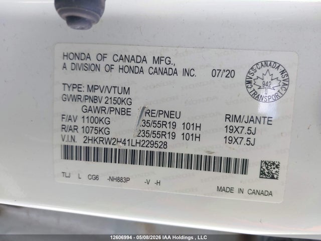 2HKRW2H41LH229528 Honda Cr-v Sport