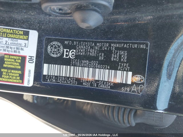 Toyota Corolla S 2016 2T1BURHE0GC660234 Image 9