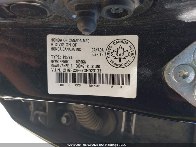 2HGFC2F67GH020133 Honda Civic