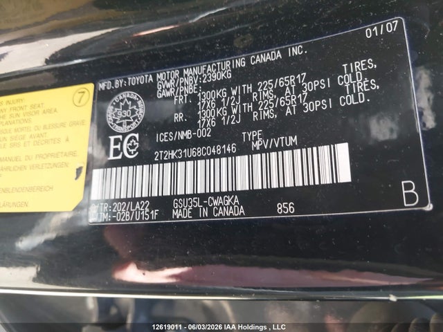 Aukcja sprzedaży 2008 Lexus Rx 350, vin: 2T2HK31U68C048146, numer aukcji: 12619011
