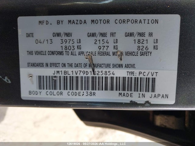 Aukcja sprzedaży 2013 Mazda 3 I, vin: JM1BL1V79D1825854, numer aukcji: 12619026