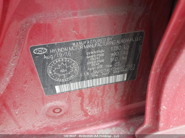 Aukcja sprzedaży 2017 Hyundai Elantra Se, vin: 5NPD74LF2HH122393, numer aukcji: 12619037