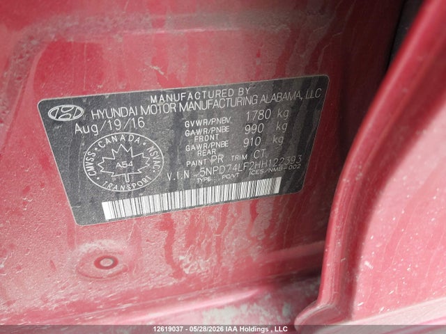 Aukcja sprzedaży 2017 Hyundai Elantra Se, vin: 5NPD74LF2HH122393, numer aukcji: 12619037