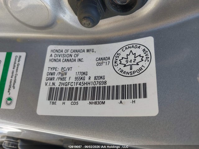 2HGFC1F45HH107698 Honda Civic