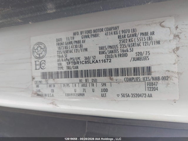 Ford Transit-250 Cargo 2020 1FTBR1C85LKA11672 Image 9