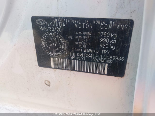 Продаж на аукціоні авто 2020 Hyundai Elantra Preferred With Sun And Safety Package Auto Ivt, vin: KMHD84LF2LU089936, номер лоту: 12619062