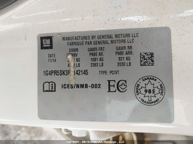 Buick Verano 2015 1G4PR5SK3F4142145 Image 9