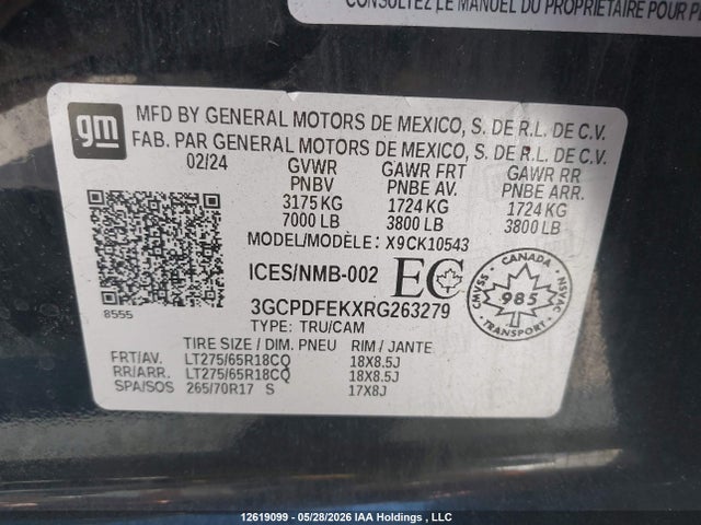 3GCPDFEKXRG263279 Chevrolet Silverado 1500 Lt Trail Boss