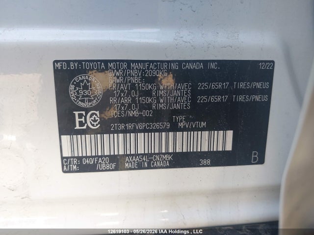 Продажа на аукционе авто 2023 Toyota Rav4 Xle/xle Premium, vin: 2T3R1RFV6PC326579, номер лота: 12619103