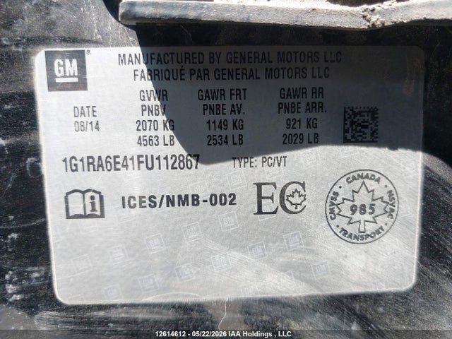 1G1RA6E41FU112867 Chevrolet Volt