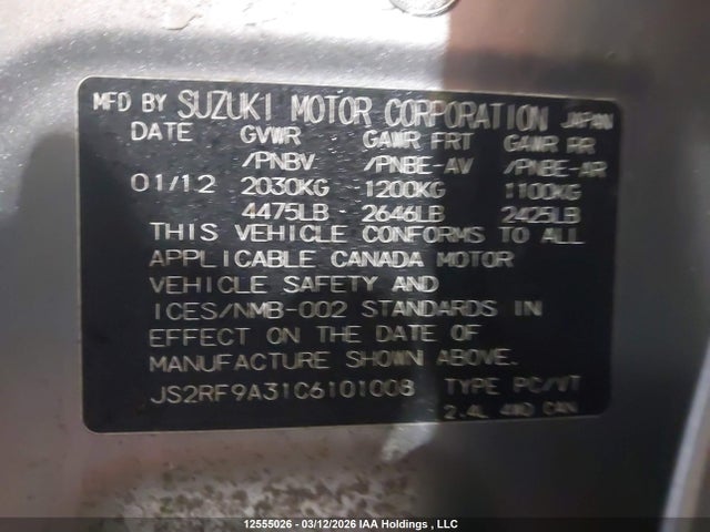 Продаж на аукціоні авто 2012 Suzuki Kizashi Se, vin: JS2RF9A31C6101008, номер лоту: 12555026