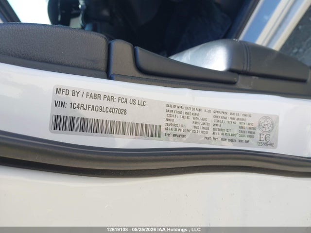 Продажа на аукционе авто 2020 Jeep Grand Cherokee Altitude, vin: 1C4RJFAG9LC407028, номер лота: 12619108
