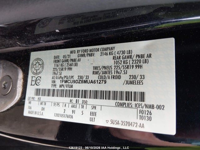 Ford Escape 2021 1FMCU9DZ8MUA61279 Image 19