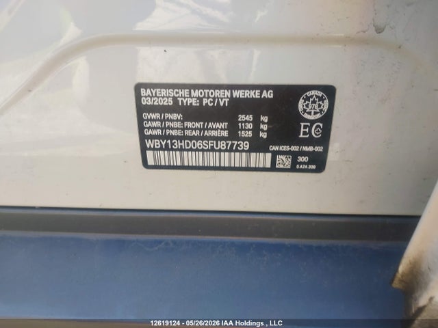 Aukcja sprzedaży 2025 Bmw I4 Edrive35 Gran Coupe, vin: WBY13HD06SFU87739, numer aukcji: 12619124