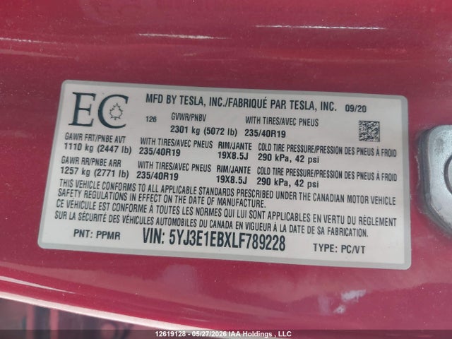 5YJ3E1EBXLF789228 Tesla MODEL 3