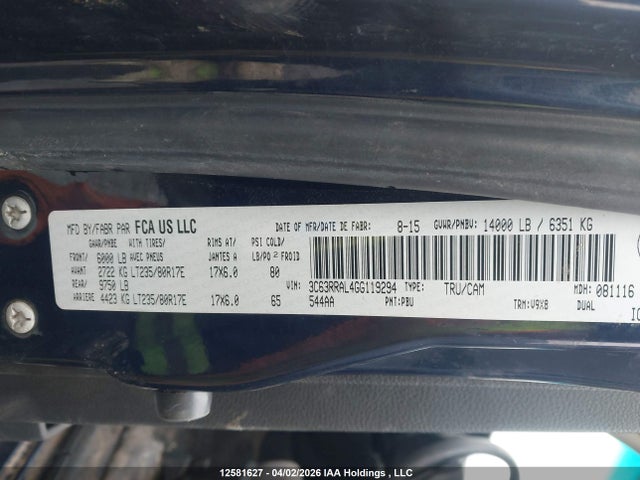 3C63RRAL4GG119294 RAM 3500 St