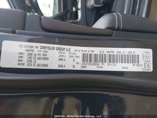 12619143 :رقم المزاد ، 1C4RJFCG5EC282206 vin ، 2014 Jeep Grand Cherokee Overland مزاد بيع