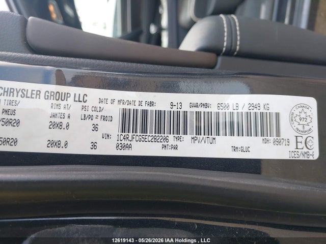12619143 :رقم المزاد ، 1C4RJFCG5EC282206 vin ، 2014 Jeep Grand Cherokee Overland مزاد بيع