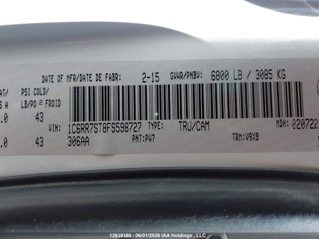 RAM 1500 St 2015 1C6RR7ST8FS598727 Image 9