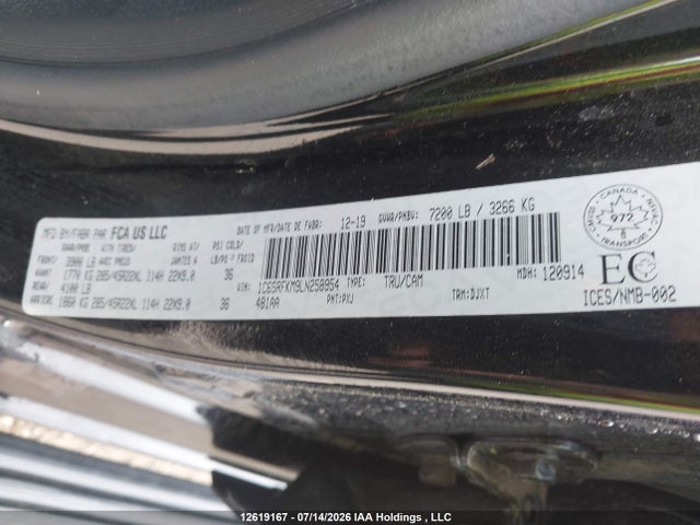 RAM 1500 Longhorn 2020 1C6SRFKM9LN258954 Image 9