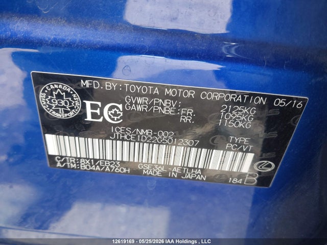Lexus IS 350 2016 JTHCE1D22G5012307 Image 9