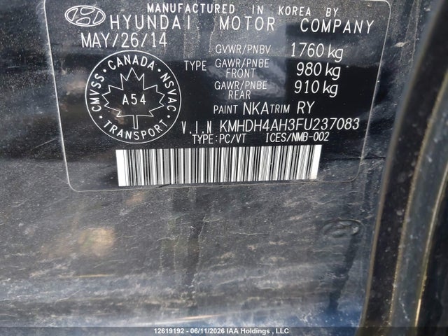 KMHDH4AH3FU237083 Hyundai Elantra Limited