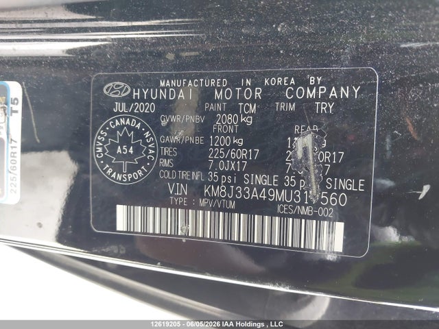 Продаж на аукціоні авто 2021 Hyundai Tucson Preferred Fwd, vin: KM8J33A49MU317560, номер лоту: 12619205