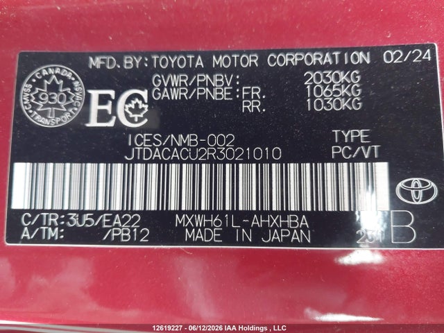 Aukcja sprzedaży 2024 Toyota Prius Prime Se/xse/xse Premium, vin: JTDACACU2R3021010, numer aukcji: 12619227