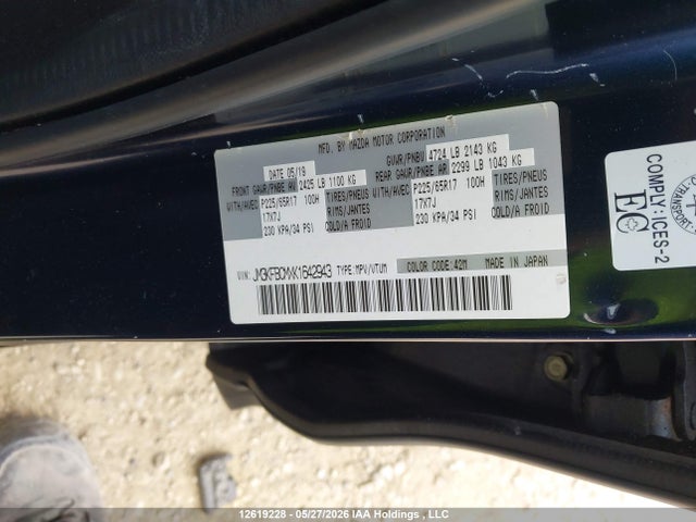 Продажа на аукционе авто 2019 Mazda Cx-5 Gs, vin: JM3KFBCMXK1642943, номер лота: 12619228
