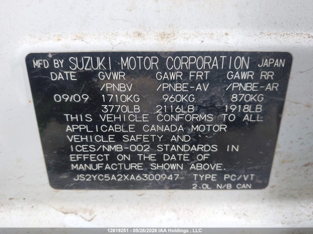 Aukcja sprzedaży 2010 Suzuki Sx4 Le, vin: JS2YC5A2XA6300947, numer aukcji: 12619251