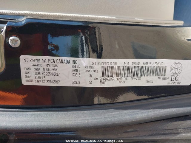 12619258 :رقم المزاد ، 2C4RDGBGXGR114098 vin ، 2016 Dodge Grand Caravan Se/sxt مزاد بيع