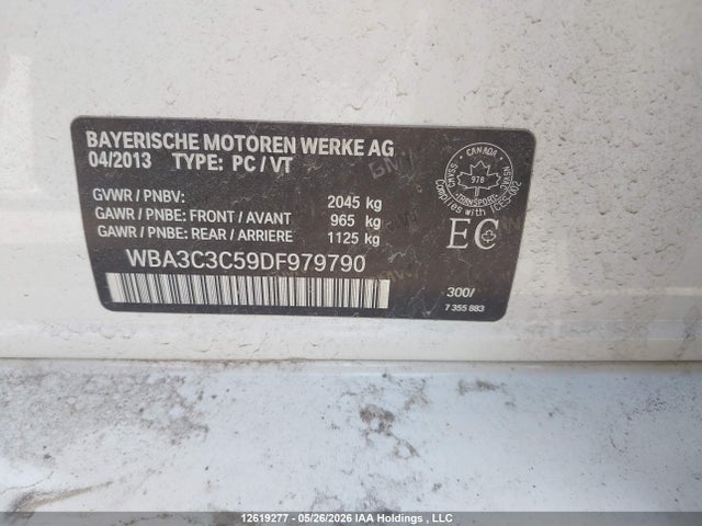 2013 Bmw 320 I Xdrive მანქანა იყიდება აუქციონზე, vin: WBA3C3C59DF979790, აუქციონის ნომერი: 12619277